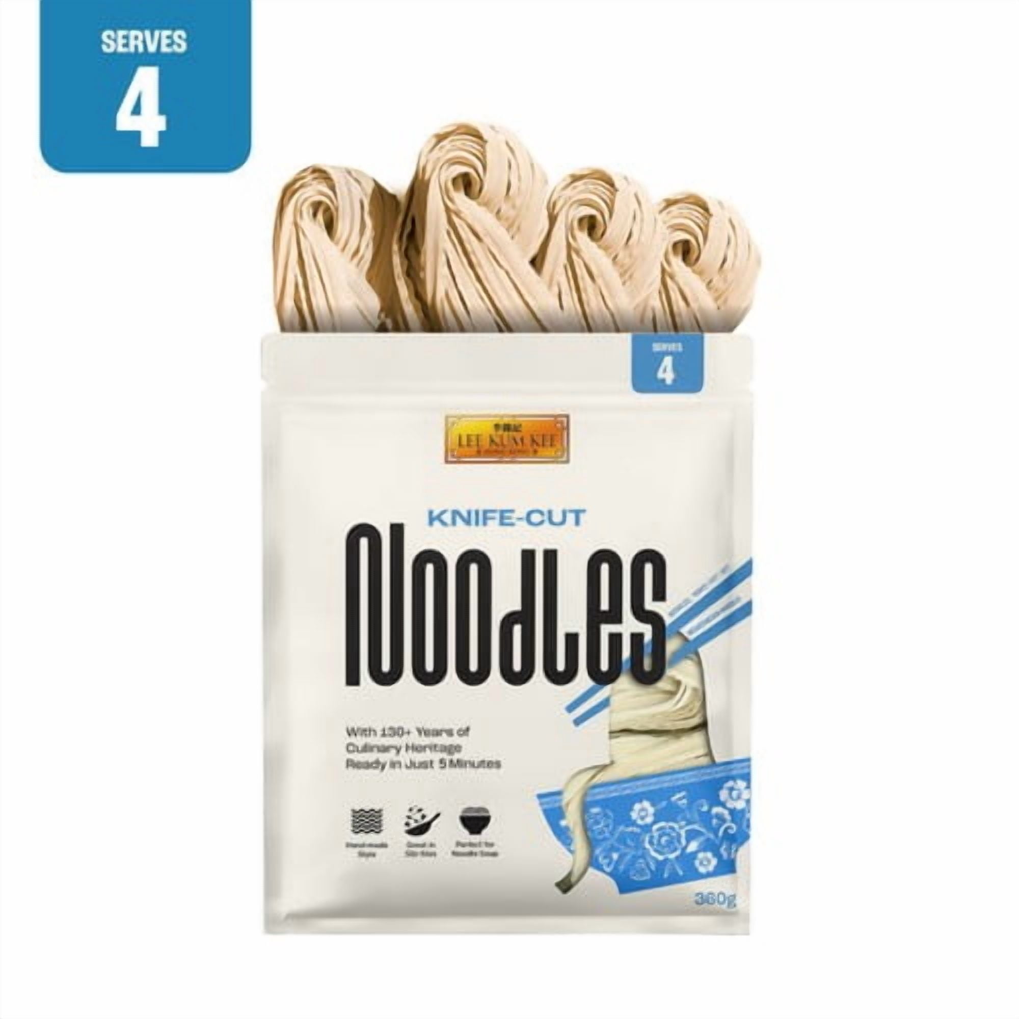 Lee Kum Kee Knife-Cut Noodles (4 portion) 360g, British Import (Pack of 3)