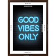 thumbnail image 5 of Art.com Good Vibes Only - Blue Neon Art Print, Brown Frame Wall Art, 32" x 44", 5 of 5