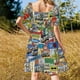 thumbnail image 5 of Vestido de manga corta naranja quemado y blanco vestidos verano mujer 2025 vestido de verano suelto Vestidos de verano para mujer Vestido, 5 of 7