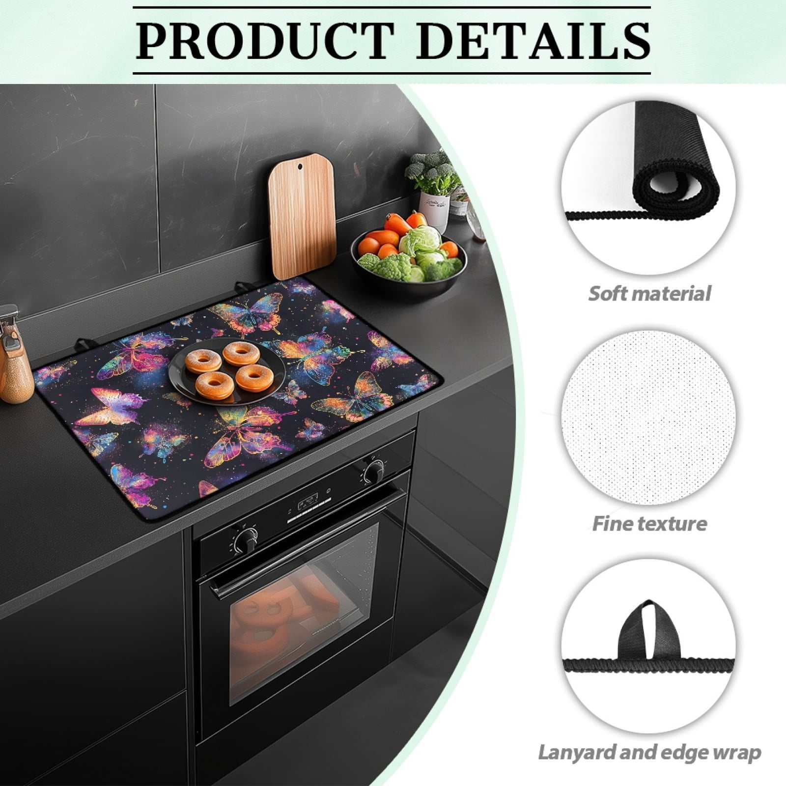 Renewold Stove Cover for Stove Top, Ceramic Stove Top Cover Mat Scratch Resistant Oil Resistant Stovetop Cover Oven Mat Protector for Kitchen Decor, Butterfly Colorful