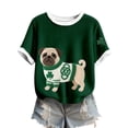 thumbnail image 5 of Tops For Women T-Shirts Cute Animal Dog Graphic Color Block Short Sleeve Dressy Casual Clothes Black, 5 of 5