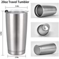 thumbnail image 3 of Gingprous 20 oz Stainless Steel Travel Tumblers with Lids Straws, Vacuum Insulated Coffee Cup , ( Silver+Black ), 3 of 8