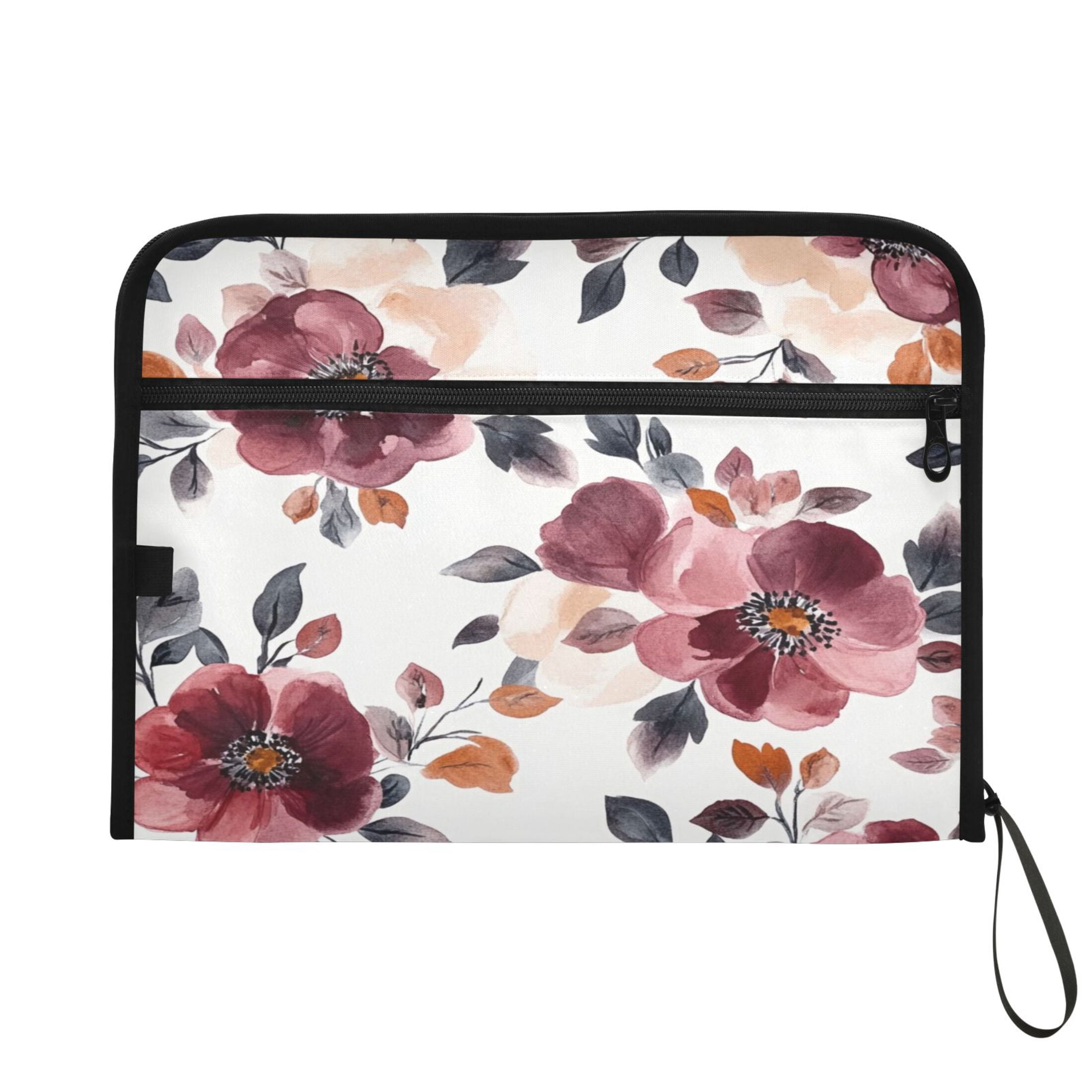 Organ Folder 14.2 x 0.8 x 10.6 Inches 13 Separate Pockets A4 Size Documents Folder A Sort Storage File Manager For The Home Office Cartoon Maroon Flowers Seamless