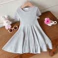 thumbnail image 6 of Fgnfyis Toddler Dress Short Sleeve Rib Knit Solid Color Casual Party Girls Toddler Kids Girls Summer Dresses Grey 4-5 Years, 6 of 6
