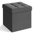 thumbnail image 1 of SONGMICS Folding Storage Ottoman Bench，38 x 38 x 38 cm，Ottoman Foot Rest, Storage Chest, Load 300 kg, for Living Room, Entryway, Dorm, Dark Gray, 1 of 6