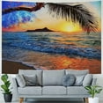 thumbnail image 4 of Nawypu  Hawaiian Tapestry, Pacific Sunrise at Lanikai Beach Hawaii Colorful Sky Wavy Ocean Surface Scene, Fabric Wall Hanging Decor for Bedroom Living Room Dorm,Blue Ivory, 4 of 6
