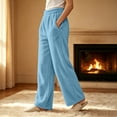 thumbnail image 5 of Hulanddfd Womens pants Sweatpants Wide Leg Casual Cotton Pants with PocketsBlueL, 5 of 6