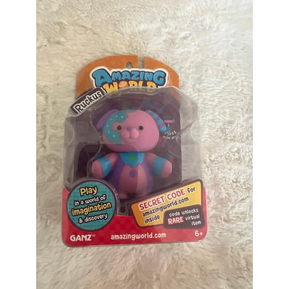 Amazing World - Figures Ruckus the Dog (From the Creators of Webkinz) New (BONUS 1 FUN CHOPS & 1 ZIPPER BRACELET)