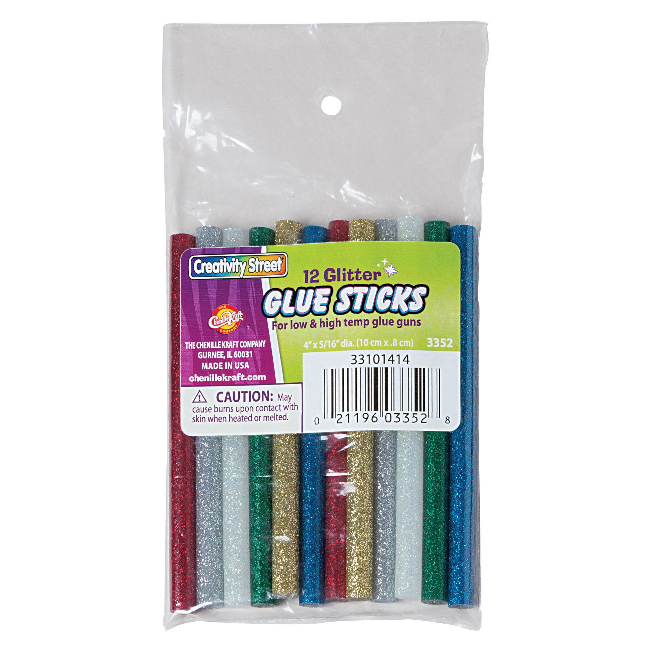 Creativity Street® Hot Glitter Glue Sticks, 4", 6 Colors, 12 Per Pack