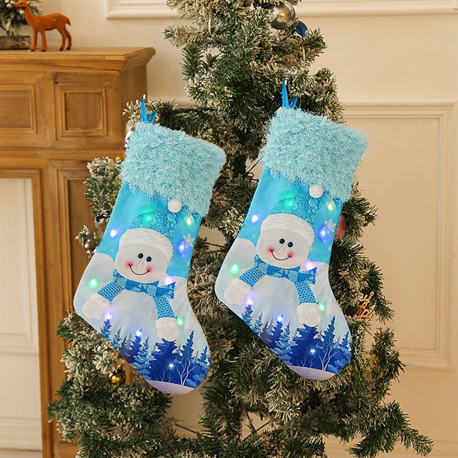 Ornement, La famille Bonhomme de neige, avec bas de Noël