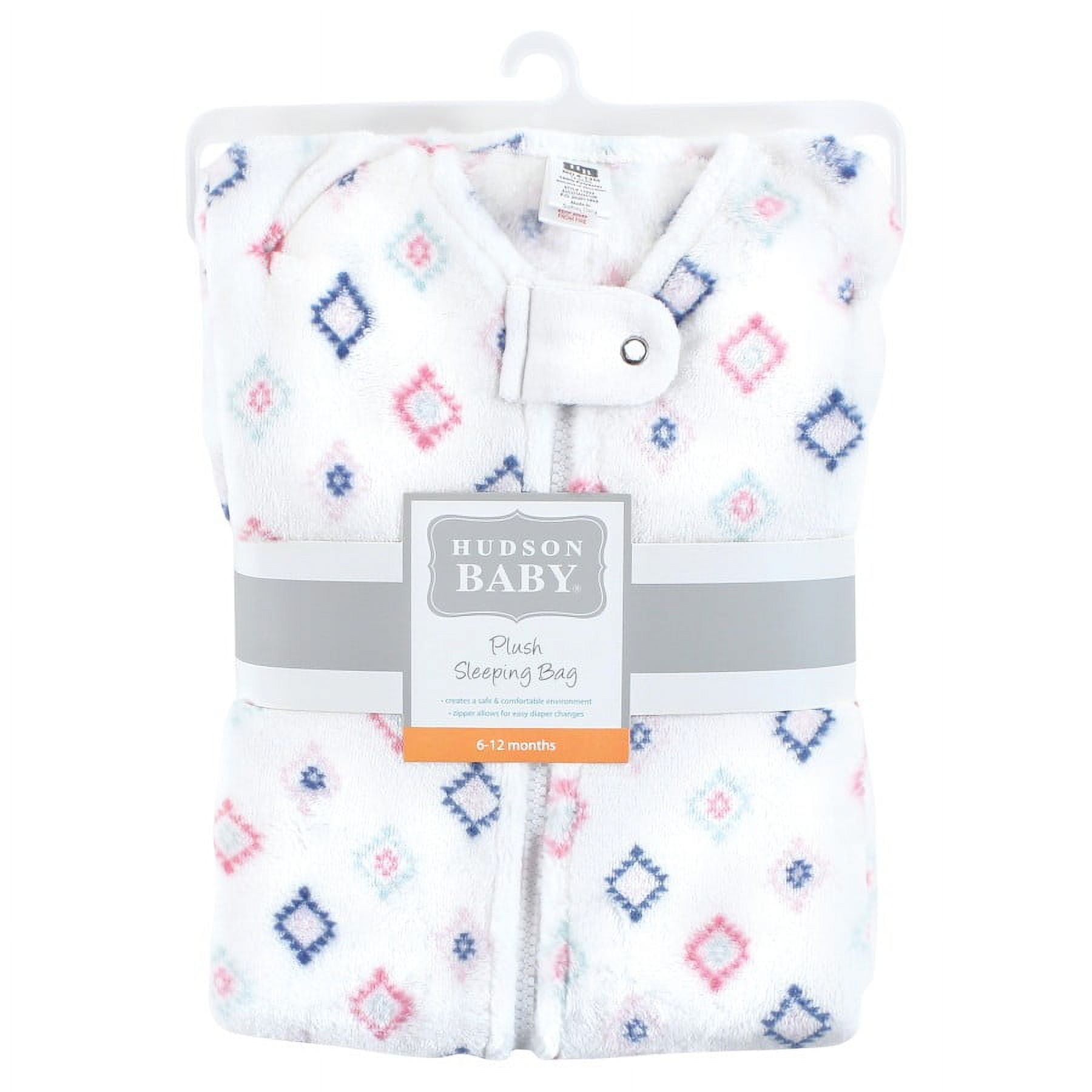 Hudson Baby Infant Girl Plush Sleeping Bag, Sack, Blanket, Sleeveless Diamond, 0-6 Months