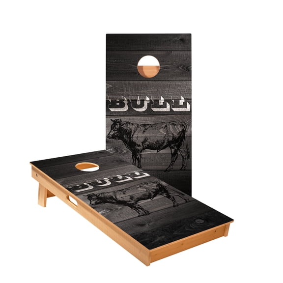 Skip's Garage | Black Barnwood Bull Cornhole Boards
