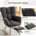 thumbnail image 4 of BISHE Adjustable Rocking Chair with Footrest - Plush Teddy Fabric Glider Recliner, High Back Ergonomic Rocker Chair for Living Room & Bedroom, Easy Assembly, Storage Pocket, Dark Gray, 4 of 6