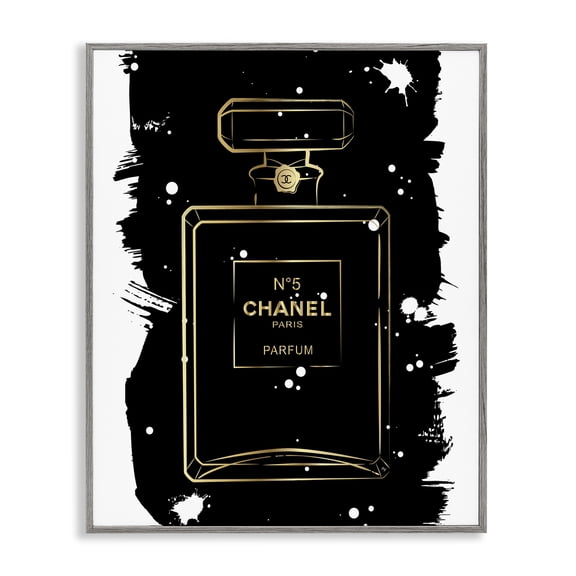 Stupell Industries Glam Black Glam Perfume Gray Framed Giclee Art, 24 x 30, by Martina Pavlova