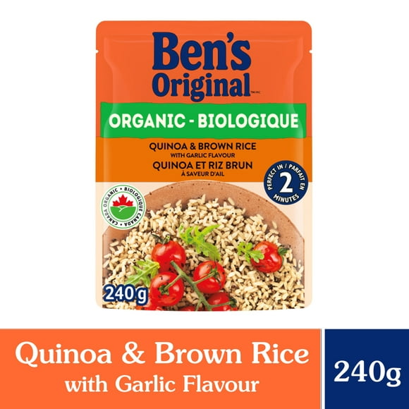 BEN'S ORIGINAL Biologique quinoa et riz brun à saveur d'ail d'accompagnement, sachet de 240 g LA PERFECTION À TOUT COUP(MC)