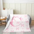 thumbnail image 2 of Pink Bow Bed Blanket,Initial Letter C Chic Romantic Flannel Blanket for Room Decor,Princess Style Bowknot Love Hearts Girly Fairy Fleece Blanket for Sofa Dorm Decor,Throw 50"x60", 2 of 6