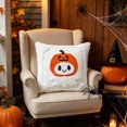 thumbnail image 5 of Halloween Pillow Covers Decorative Fall Cute Ghost Plush Faux Fur Throw Pillow Cover 18x18 Inch Soft Pumpkin Accents for Sofa Couch Bed Living Room Festive Home Decor - White Orange A, 5 of 6
