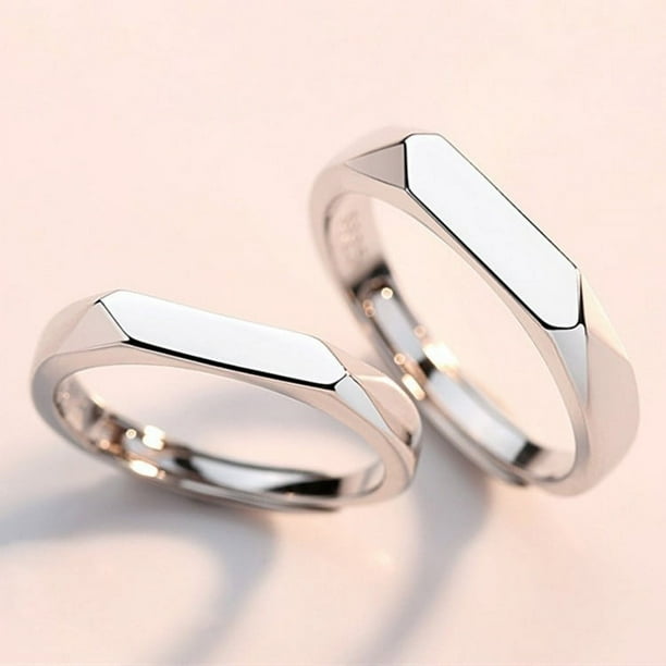 Anillo de pareja de plata esterlina S925, moda simple, creativo, diamante liso, anillo para hombres y mujeres