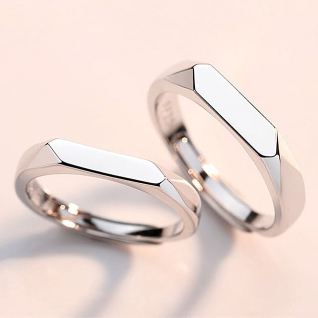 Anillo de pareja de plata esterlina S925, moda simple, creativo, diamante liso, anillo para hombres y mujeres