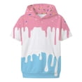thumbnail image 3 of Bysome Boys Hoodies Ice Cream Print Short Sleeve Hooded Tops Autumn Casual Boys Sweatshirts Size 11-12 Years Light Pink, 3 of 3