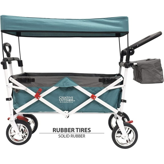 Creative Outdoors Push Pull Collapsible Folding Wagon| Teal