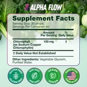 ALPHA FLOW 6000mg Antioxidant-Rich Body Detox Liquid Chlorophyll for Women & Men, Mint, 20 Oz