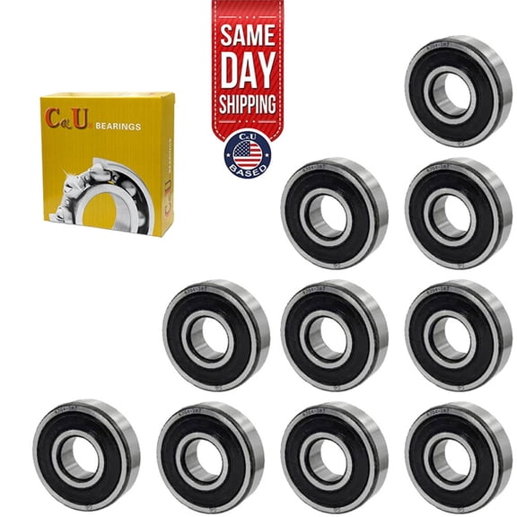 CKU Deep-Groove Ball Bearings 6304-2RS Double 2RS Rubber Sealed Pre-Lubricated Chrome Steel 10-Pack 20x52x15mm