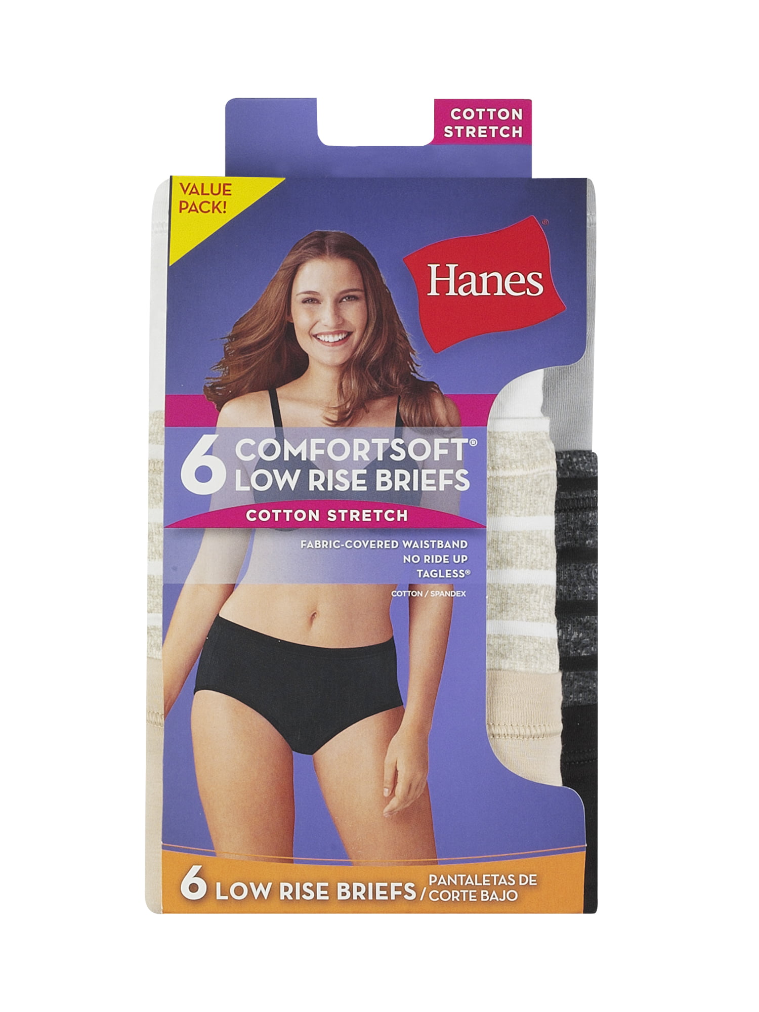 Hanes Women's Low Rise Comfort Soft Waistband Brief Underwear, 6
