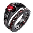 thumbnail image 5 of Anillo de dragón celta de boda de tungsteno negro a la moda con circonita verde/roja, anillo de pareja de fibra de carbono de acero inoxidable Punk para hombres, 5 of 5