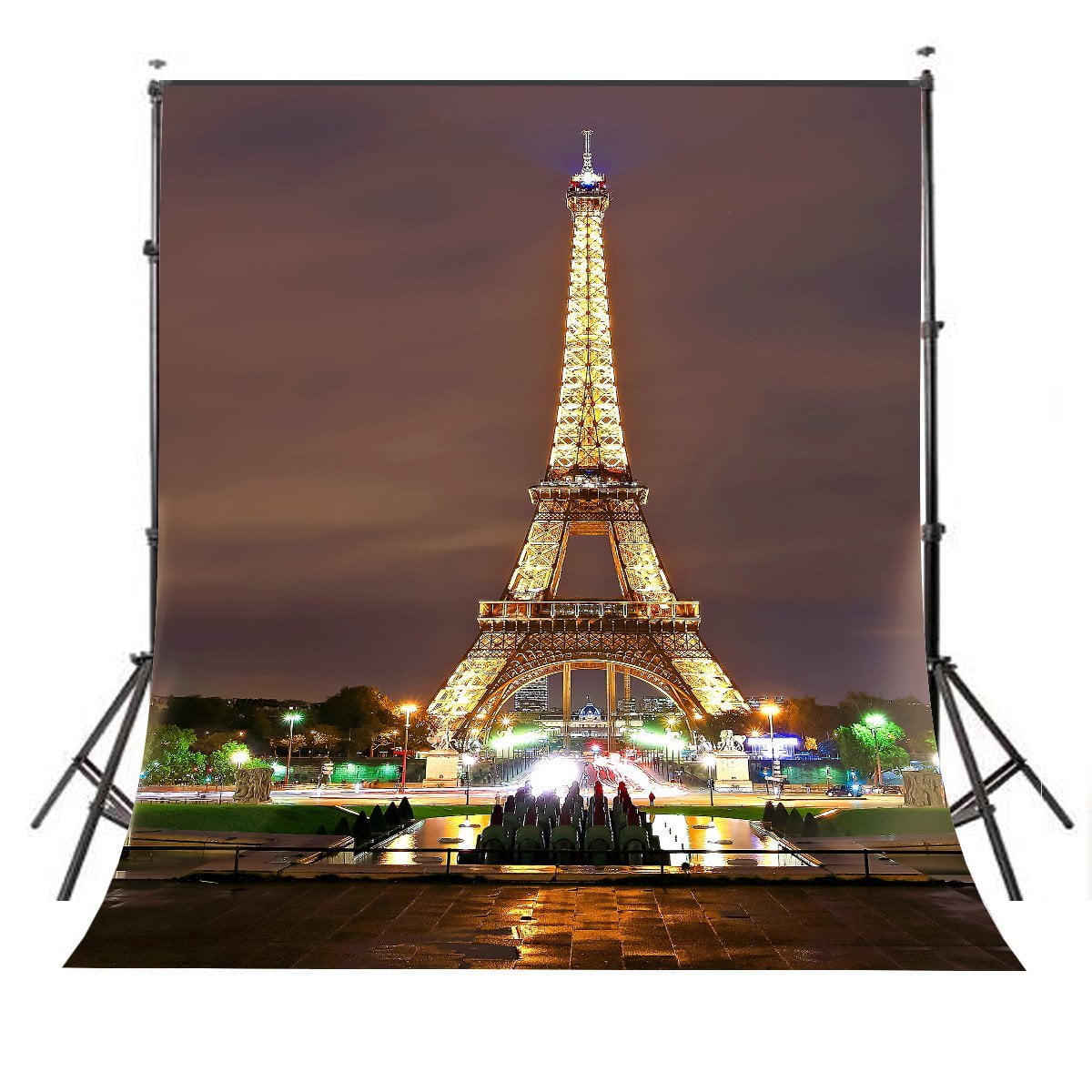 MOHome Polyster 5x7ft Paris Eiffel Tower Night View Photography