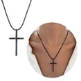 thumbnail image 2 of Huhudde Cross Necklace Retro Design Cross Pendant Necklace Simple Leathers Cord Necklace, 2 of 10