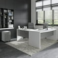 thumbnail image 6 of Echo 72W Bow Front L Shaped Desk with Drawers in White & Gray - Engineered Wood, 6 of 6