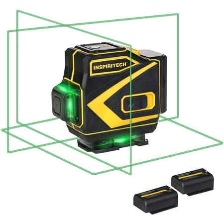 

FSROLTPI Tile Laser Level Self Leveling 3D Alignment Guide 3x360° Horizontal Vertical 12 Cross Lines Green Beam Lazer Leveler Tool for Floor Ceiling Wall with 2 Lithium Batteries