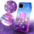 thumbnail image 3 of Galaxy Wireless USA for Apple iPhone 12 Pro Max Liquid Glitter Phone Case Cover Ring Kickstand/Neck Strap with Tempered Glass Screen Protector - Purple/Blue, 3 of 5