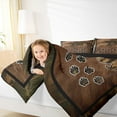 thumbnail image 4 of jejeloiu Jungle Bear Full Size Comforter Sets,Rustic Leaf Bedding Comforter Set,Retro Brown Cowhide Bedding Sets For Men Women,Microfiber Bedroom Decor Reversible,3pcs, 4 of 8