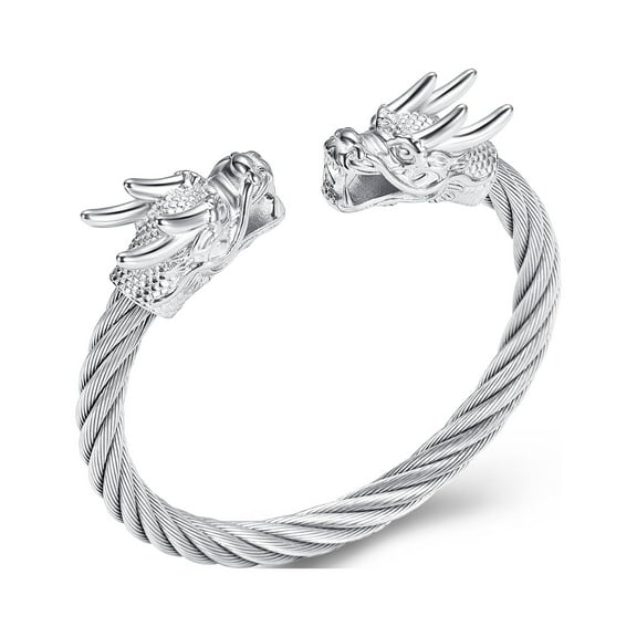 Stainless Steel Chinese Dragon Head Bangle Memorial Funeral Urns Bracelets for Cremation Ashes Holder