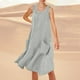 thumbnail image 1 of WILLBEST Vestido Lino Mujer Vestido Playero Informal De Verano De Color Liso Sin Mangas Hasta La Rodilla Con Cuello Redondo Y Bolsillos Para Vacaciones, Viajes Y Uso Diario, 1 of 3