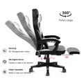 thumbnail image 3 of Computer Gaming Chair Office Chair with Footrest Headrest Lumbar Support Ergonomic Swivel Adjustable Recliner, Gray, 3 of 6