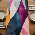thumbnail image 5 of Colorful Abstract 90 Inch Table Runner, Modern Geometric Vintage Farmhouse Dresser Scarf Cotton & Linen Tablerunner for Dining/Kitchen Island/Holiday Party Décor 13" x 90", 5 of 9