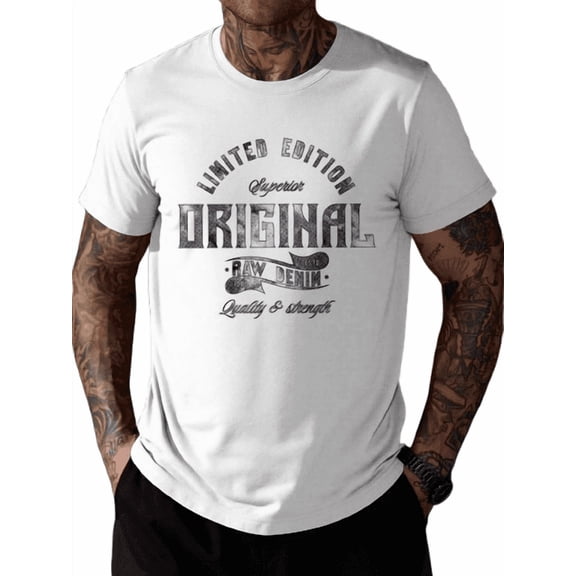 Whichone Men's 100% Cotton T-shirt Black and White Simple English Print Stylish Daiyly Wear,White,Sizes S-2XL