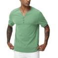 thumbnail image 2 of Taigaofy Men's Henley Shirt Classic Short Sleeve Lightweight Button Slim Fit T-Shirt Casual Top Green S, 2 of 7