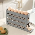 FUAIOKT 4 Tiers Egg Rack Auto Sliding for Fridge Eggs Organizer Space