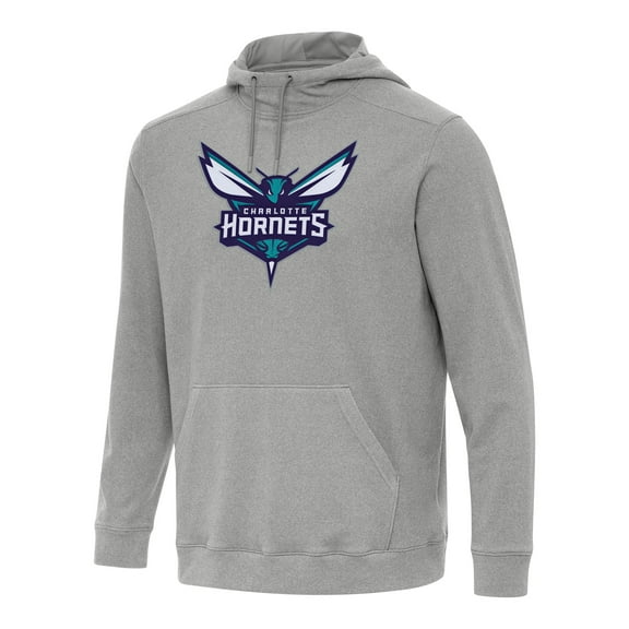 Men's Antigua Heather Gray Charlotte Hornets Cloud Pullover Hoodie