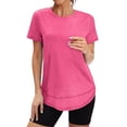 thumbnail image 4 of Resicozy Womens Workout Tops Short Sleeve Crewneck Sports Yoga Running Shirts 2026 Casual Solid Color Shirt Hot Pink XL, 4 of 8