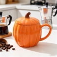 thumbnail image 6 of Msgweeeg Mug Set Insulated Coffee Mug 400ml Pumpkin Themed Ceramic Mug with Lid Glossy Porcelain Tea Cocoa Cup Multi-Color Decorative Drink Cup for Desk Kitchen Halloween Tabletop, 6 of 7