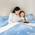 thumbnail image 5 of Manfei Chic Stars Pattern Queen Comforter Set,Dreamy Universe Galaxy Bedding Sets,White Blue Bedding Comforter Set For Boy Girls,Ultra Soft Home Decor Reversible,3pcs, 5 of 8