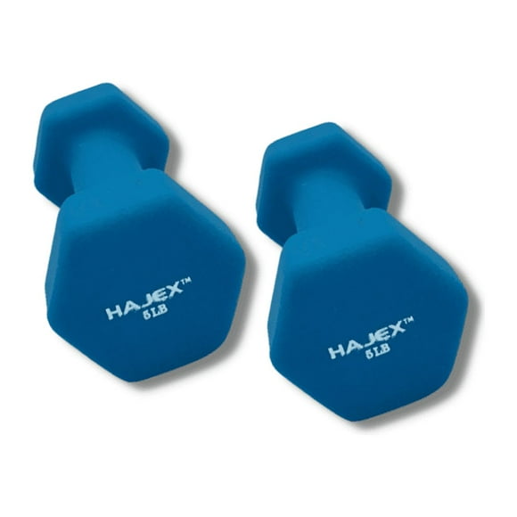 HAJEX Neoprene Coated Dumbbells - 2, 3, 4, 5, 8, 10, 12 and 15 LB Pairs