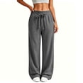 thumbnail image 2 of Tall Sweatpants for Women Ndbuld Women's Solid Color High Waisted Drawstring Sweatpants Loose Straight Leg Wide Leg Sports Pants Casual Pants Long Pants Dark Gray XXL, 2 of 9