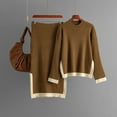 thumbnail image 2 of Sentmoon Two Piece Sets for Women Long Sleeve Blouse and Women Skirts Oversized Crew Neck Fall Sweaters Color Block Knitted Warm Loose Women's Tops Dressy Casual Winter for Coffee Date Sweater, 2 of 4
