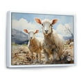 thumbnail image 2 of Designart "Watercolor Serenity of Beige Sheep" Animals Floater Framed Wall Art Living Room, 2 of 7